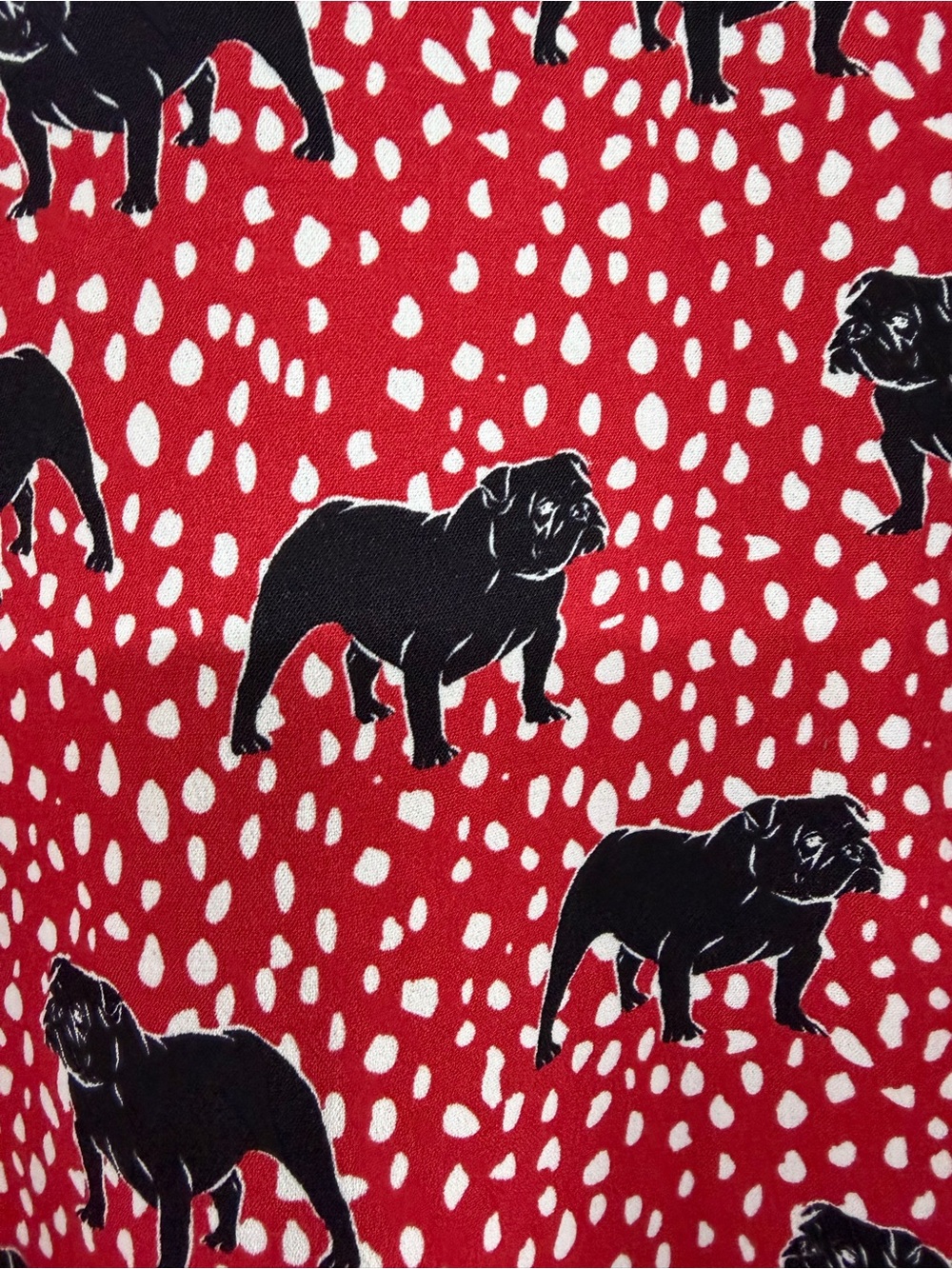 Red Printed Peasant Blouse with Black Dog print - Picture 6 of 6